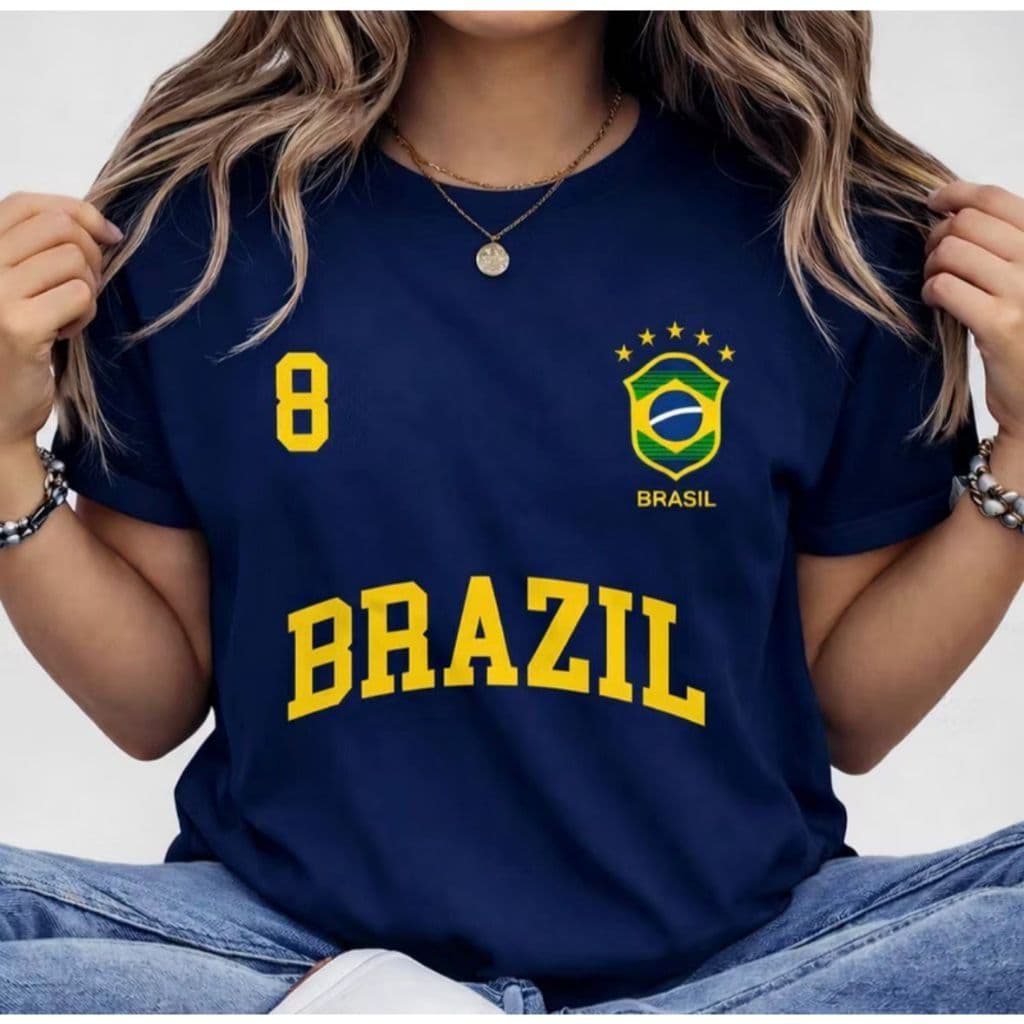 Camiseta Copa Brasil Tropical Feminina Verão Algodão Envio Imediato