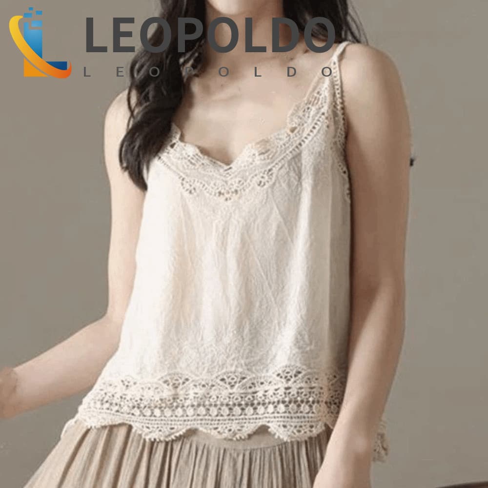 Colete Estilo Boêmio LEOPOLDO , Camisola De Verão Com Bordas De Renda , Top Curto Feminino De Algodão Solto Doce