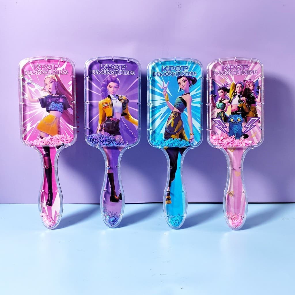 K-POP bruxa caçador grupo pente quadrado almofada de ar pente dos desenhos animados de alto valor cabo longo Glitter pen