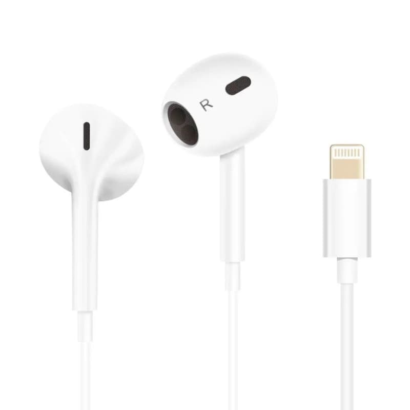 Fone Foninho de Ouvido Easy Connect Compativel com Lightning ios com Microfone e Controle de Volume Hrebos Branco