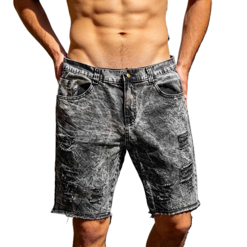 Bermuda Jeans Colorida Rasgada Destroyed Preto Estonado Verão  Jeans 2026