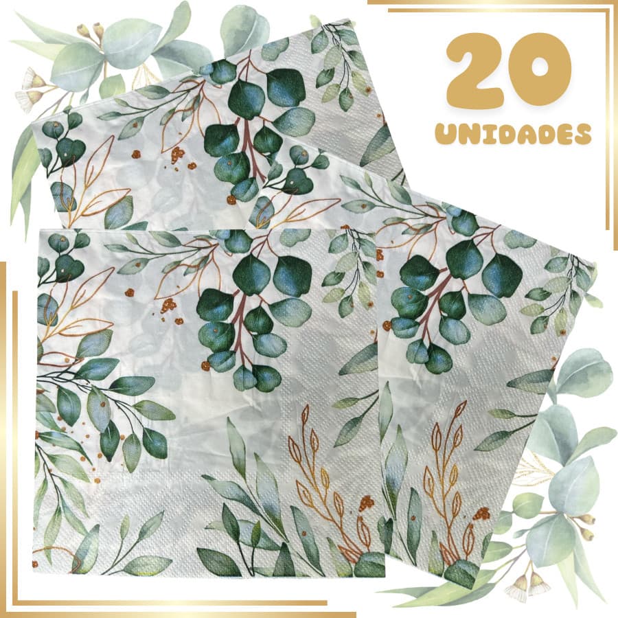 Guardanapo de Papel Dupla Camada 20 Unidades Folhagens para Decoupage