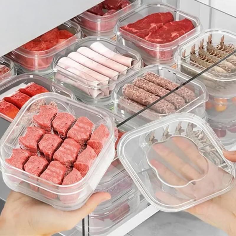 Caixa Transparente de 350ml para Manter Alimentos Frescos, Recipiente Reutilizável para Frutas e Vegetais, Armazenamento
