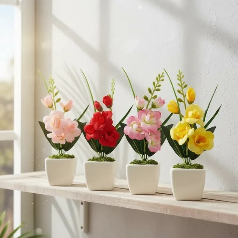 Arranjo De Flores Orquídeas Artificiais Kit 4 Decoração