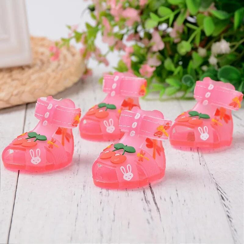 4 Peças de Sandálias de Silicone para Cães Pequenos e Médios, Antiderrapantes, Macias, Respiráveis, Calçado para Animais