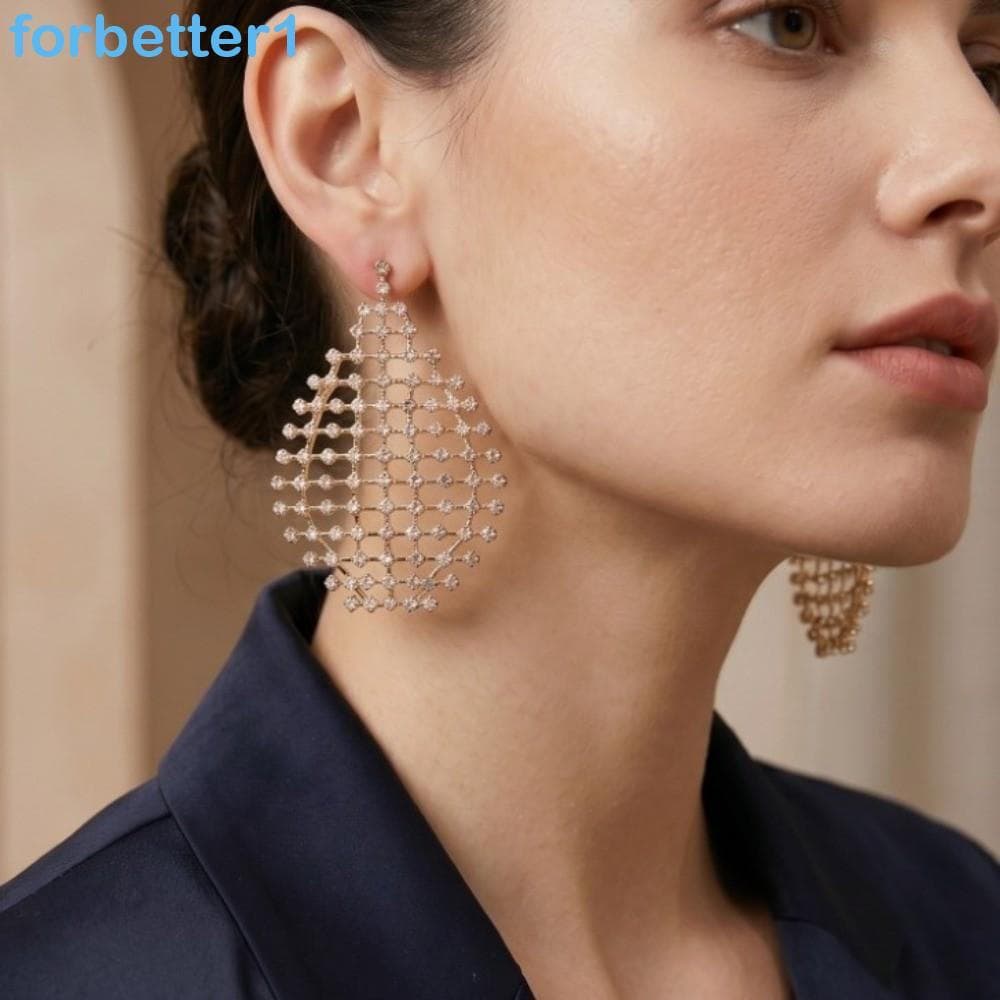 Brincos De Cristal De Strass FORBETTER , Grandes De Lágrima Banhados Boho Pendurados , Design Multicamadas