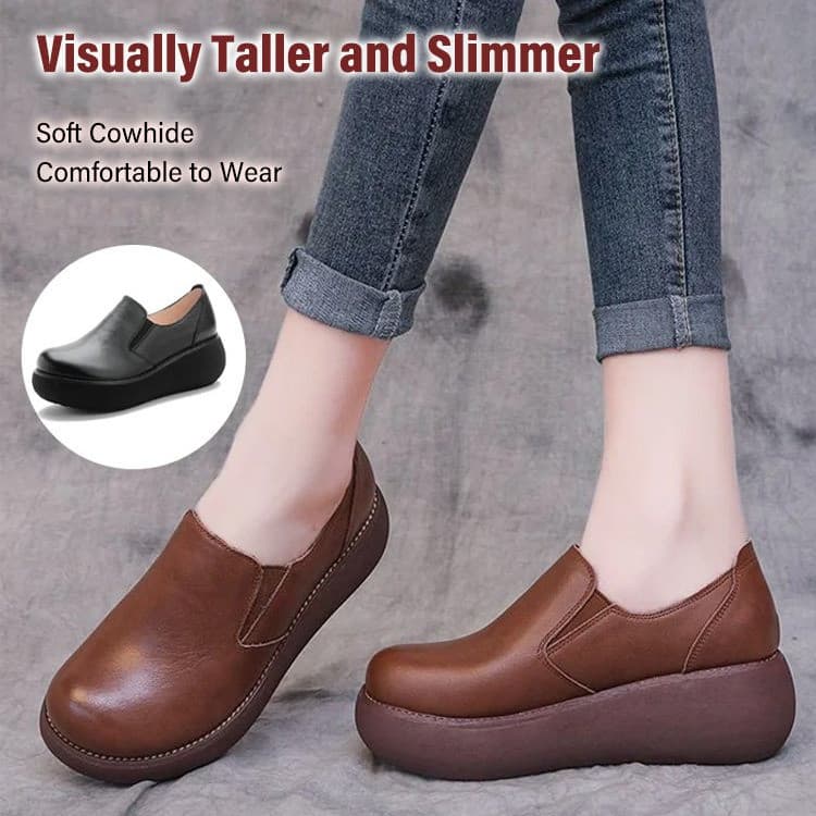 Sapatos femininos de sola grossa, modelo retrô coreano, estilo mocassim, para primavera e outono.