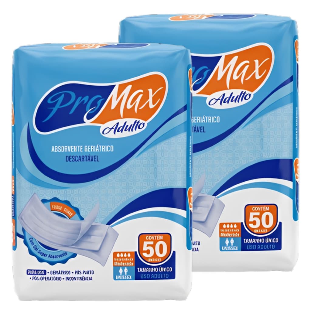 Kit 2 Absorvente Geriátrico Incontinência ProMax Total 100 Unidades Econômico