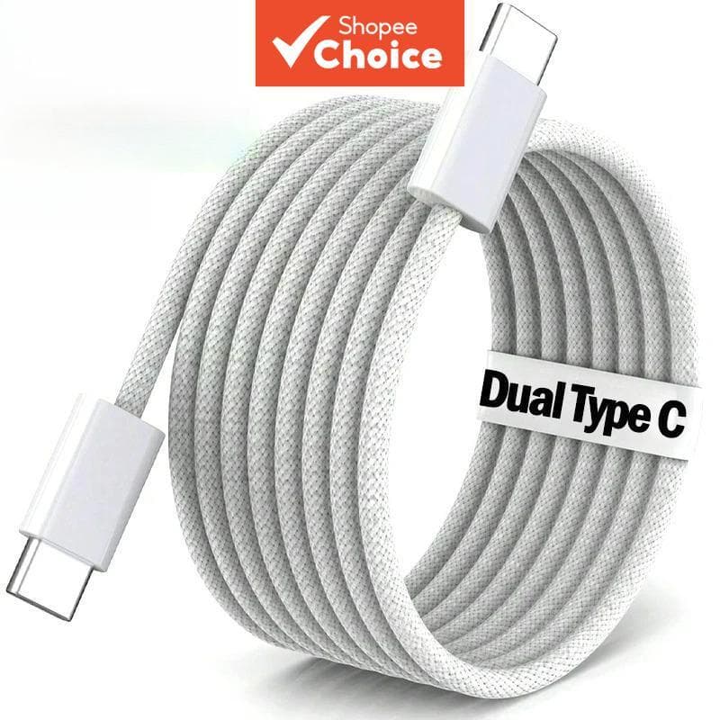Cabo de Dados de Carregamento Rápido 1M/2M USB-C para USB-C PD para iPhone 15 16 17 Pro Max, iPad Pro Air, MacBook