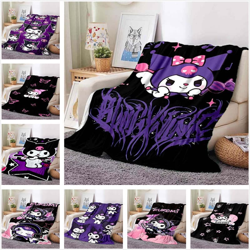Sanrio Kuromi Cobertor De Flanela Crianças Colcha Macia Engrossar Pelúcia Dos Desenhos Animados Minha Melodia Sofá Crian