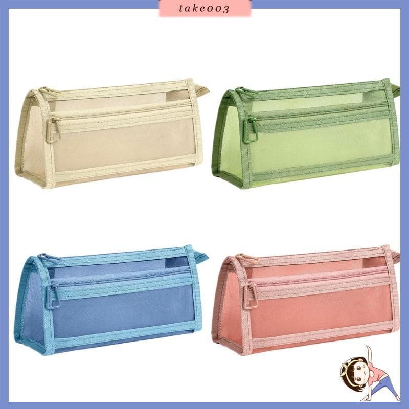 TAKE03 Estojo Para Caneta , Bolsa Transparente Lápis , Capacidade , Camada Dupla , Malha , Organizadores