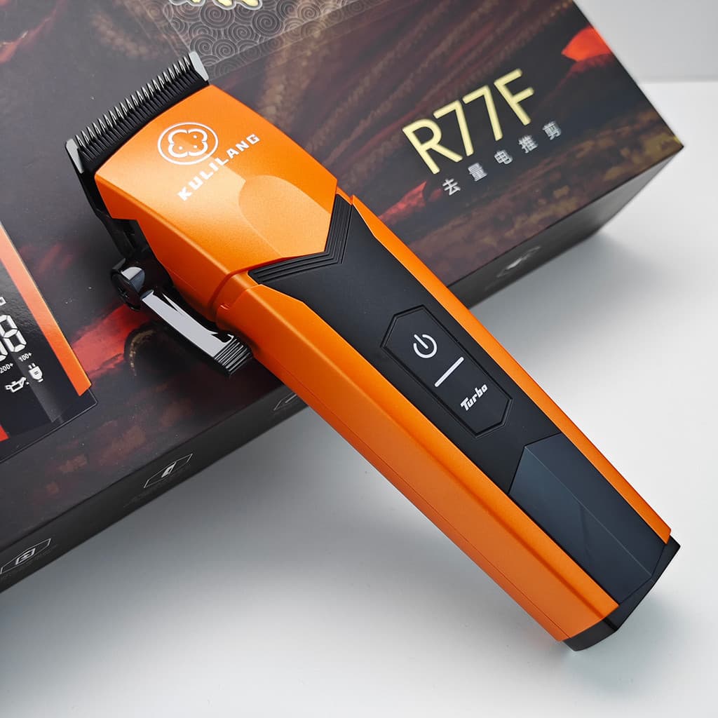 KULILANG R77F Laranja 7200RPM Máquina De Cortar Cabelo Profissional Lâmina FADE Gradiente 5 Controle Velocidade Aparador