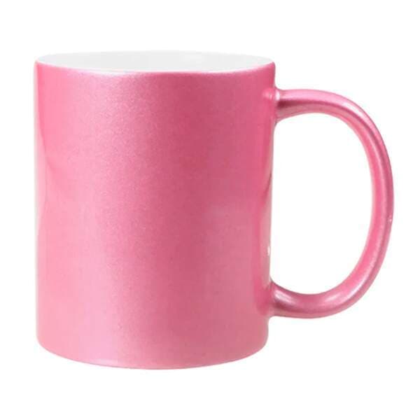 Caneca de Cerâmica Perolada Rosa para Sublimação - 325ml