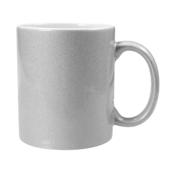 Caneca de Cerâmica Perolada Prata para Sublimação - 325ml