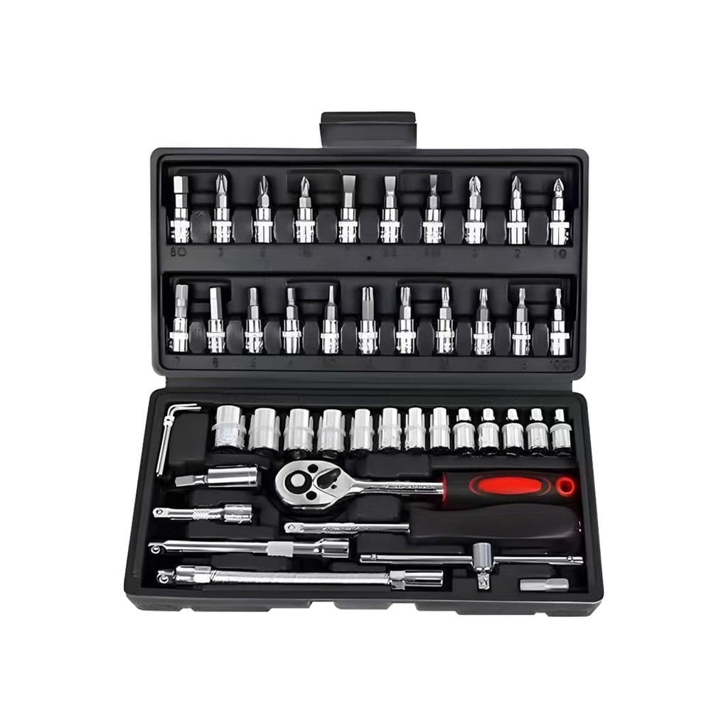 46 Kit Jogo Chave Catraca Canhão Ferramenta Maleta Reparar