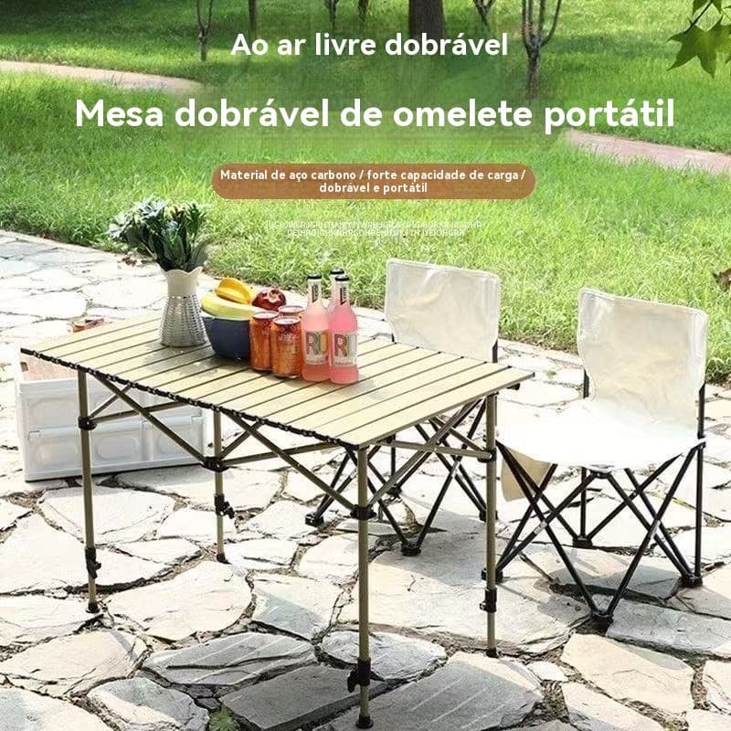 Outdoor camping mesa e cadeiras Terno para exterior Mesas e cadeiras portáteis acampamento Esboço de arte