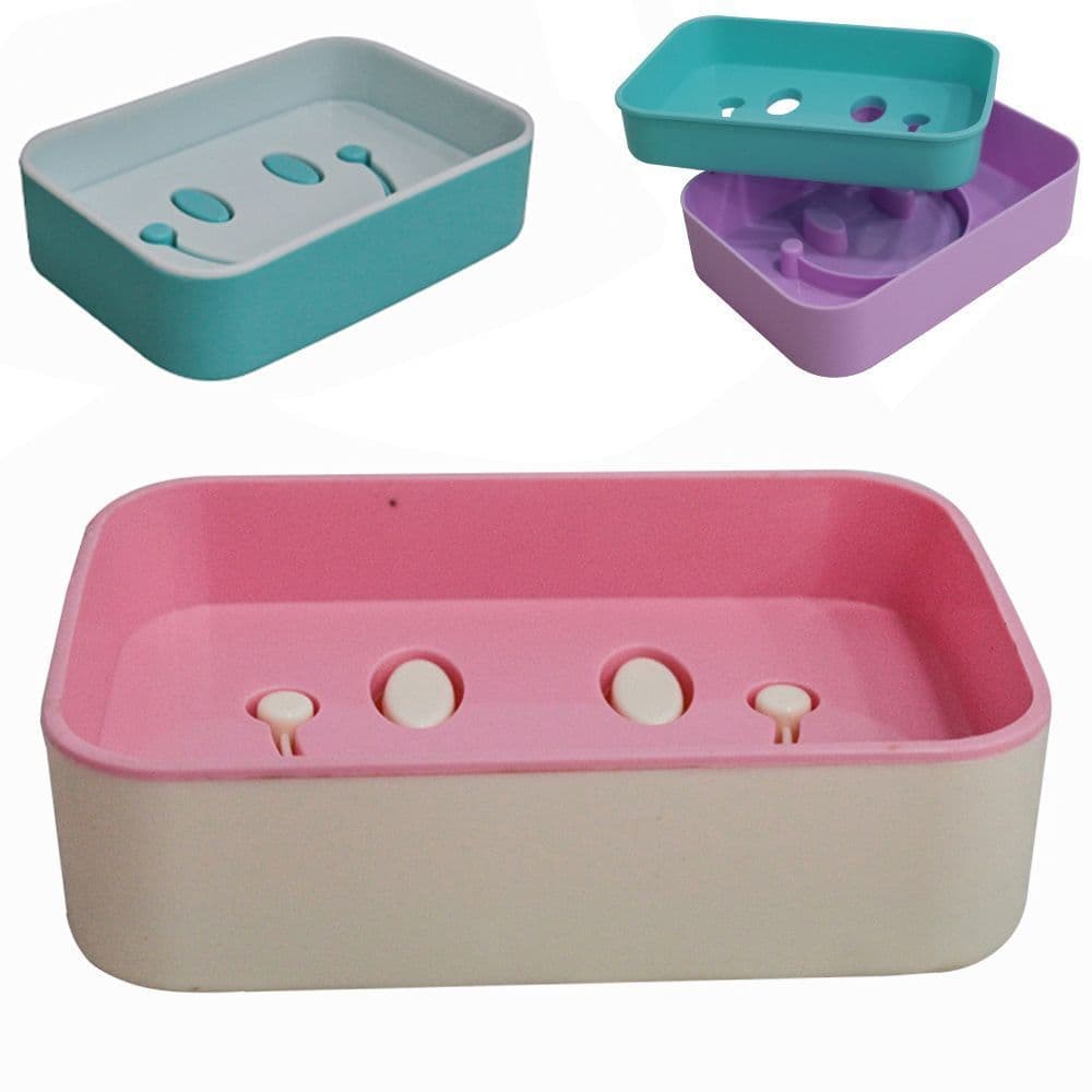 kit Saboneteira "Smiley"  Porta Sabonete Banheiro Lavabo Divertido Plástico + Bucha Banho