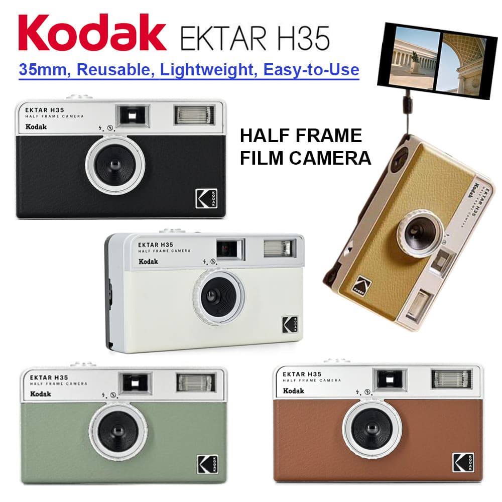 Câmera Analógica Kodak Ektar H35 Half Frame 35mm Reutilizável c/ Flash (Várias Cores)