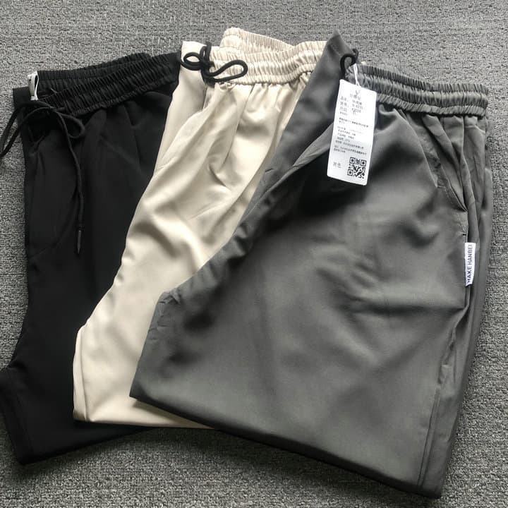 Calças de seda gelo masculinas verão estilo fino na moda All-Match calças esportivas casuais perna larga em linha reta s