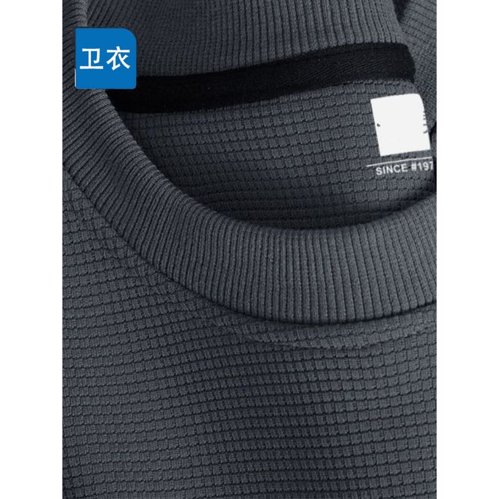Waffle camiseta de manga comprida masculina primavera outono velo mais gordura plus Size camiseta roupas superiores pesa