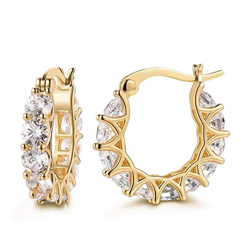 Brincos de renda em forma de U com zircônia totalmente incrustada, estilo francês 0J8Y