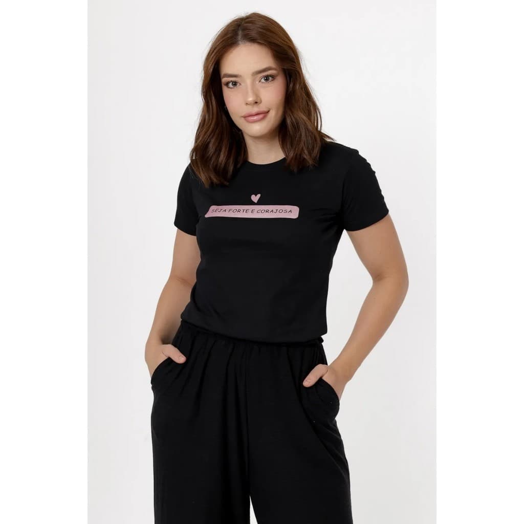 BLUSA FEMININA SEJA FORTE E CORAJOSA CORACAO