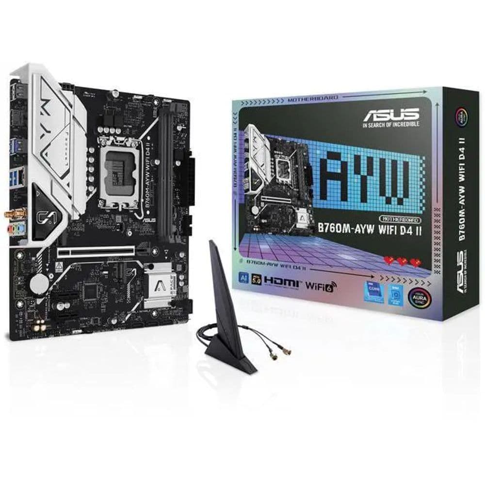 Placa Mãe Asus B760M-AYW WIFI D4 II, Chipset B760, Intel LGA 1700, mATX, DDR4, 90MB1MG0-M0EAY0