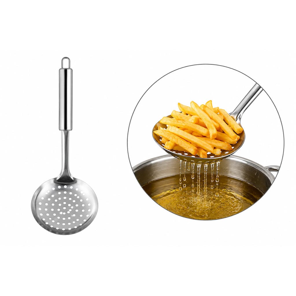 Concha Escumadeira em Inox, Concha para escoamento, 30 CM