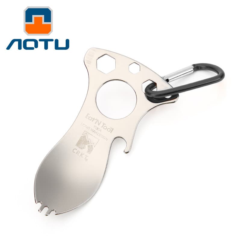 Bump Multifuncional Talheres Ao Ar Livre Equipamento de Soldado Único Ferramenta de Aço Inoxidável Colher Garfo Colher d