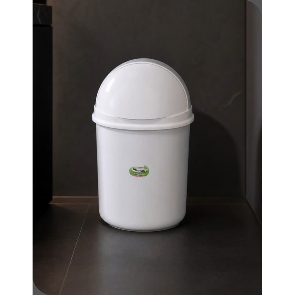 Lixeira Retrátil 4,1L Plasvale Branca Banheiro Cozinha Escritório Moderna Compacta Lavabo Redonda