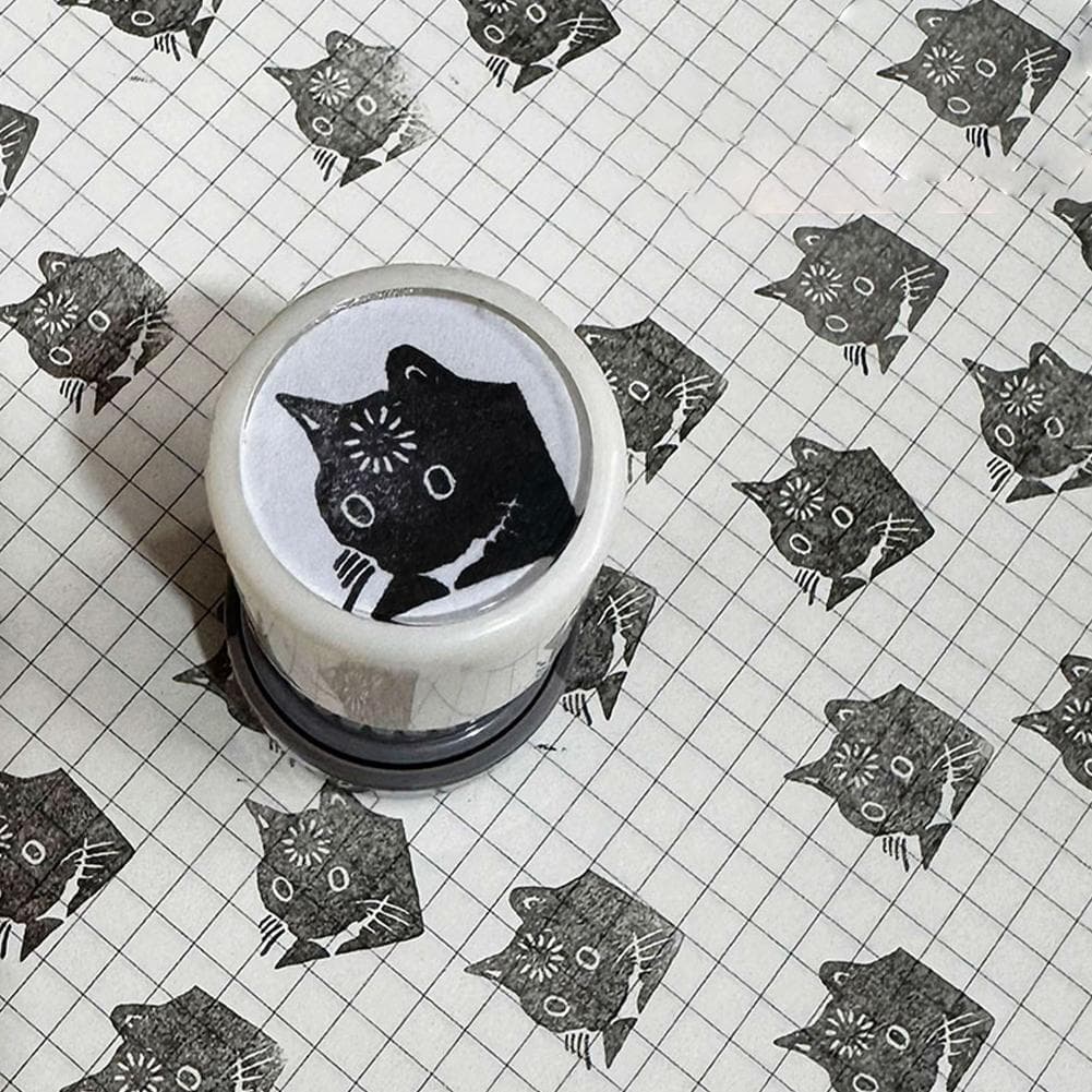 Bonito Gato Preto Selo Brinquedo Para Crianças Desenho Criativo Artesanato Conjunto Auto-Tintado Carimbo De Plástico D7f