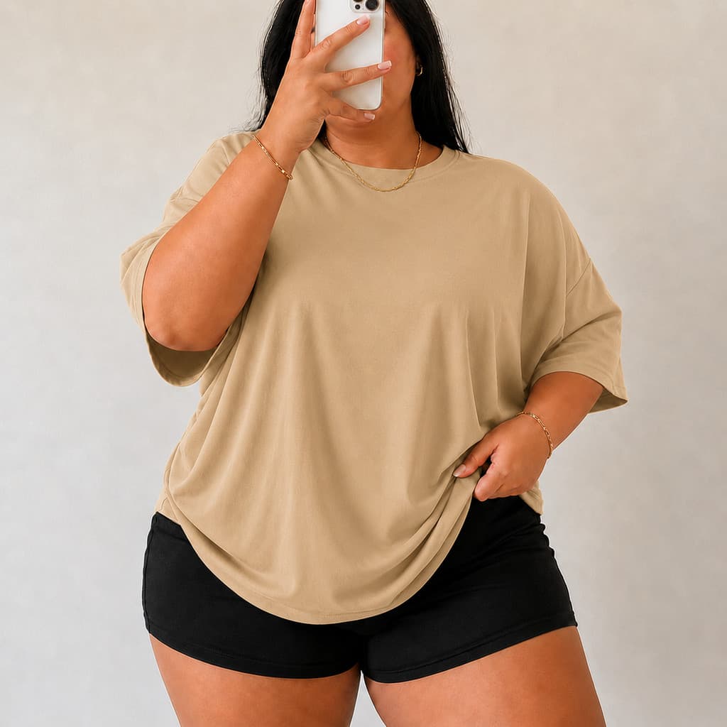 Camiseta Feminina Plus Size Lisa Oversized Casual Confortável Manga Curta Blusa Soltinha Básica Moderna