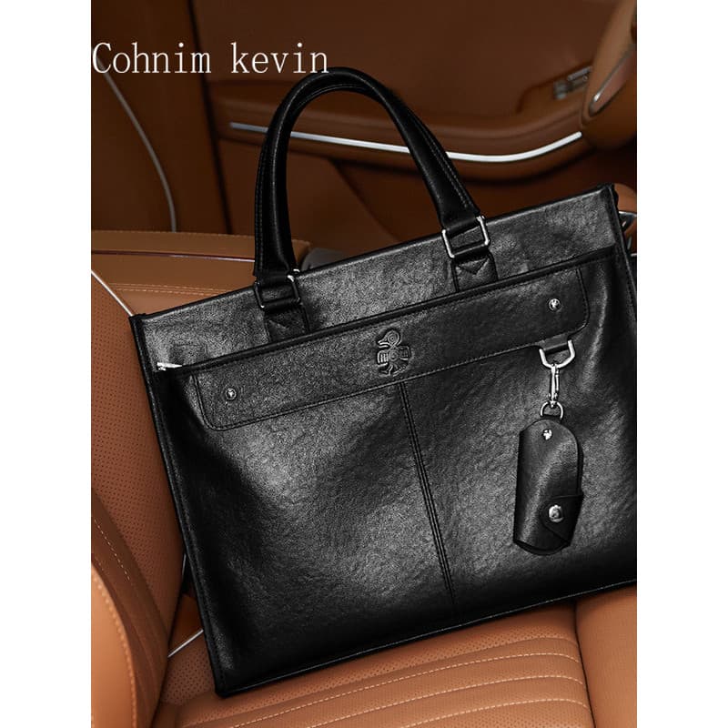 Novo estilo de couro genuíno bolsa masculina High-End primeira camada de couro 47cm bolsa de computador maleta Casual bo
