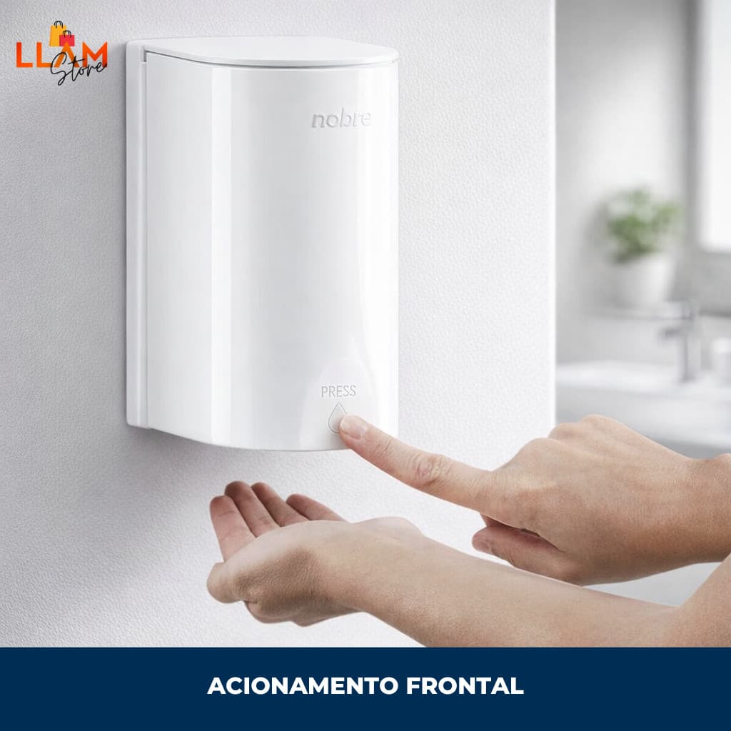 Dispenser Mini Nobre 500ml para Sabonete Líquido e Álcool Gel com Reservatório  Banheiro