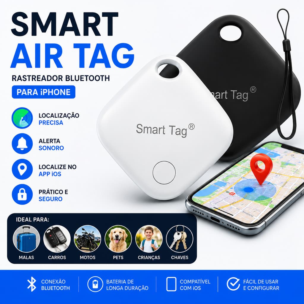 Rastreador AirTag Smart Tag GPS Localizador Para Mala Carro Moto Pet Criança