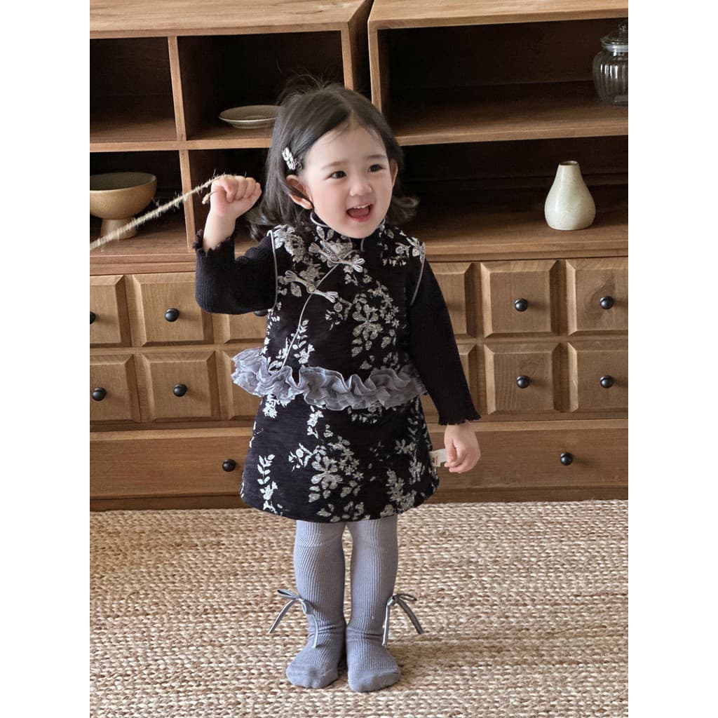 Meninas novo estilo chinês terno 25 novo estilo outono inverno feminino bebê estilo chinês velo Cheongsam colete meia sa