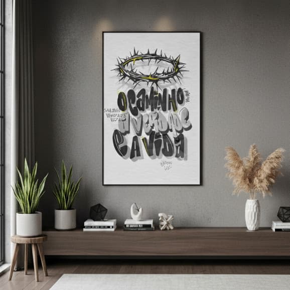 Quadro Decorativo Religioso Jesus O caminho A verdade A vida Grafiti