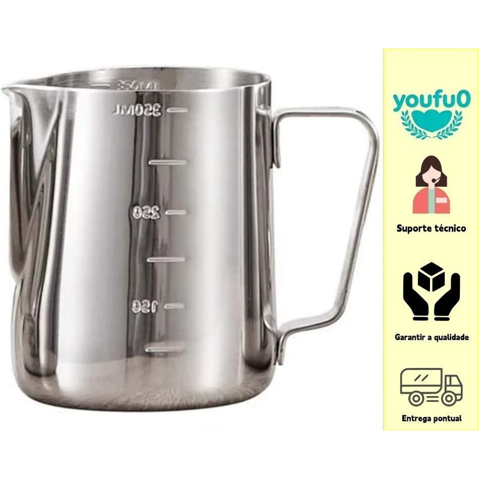 Tanque de leite prateado 350/550ml, espuma de leite em aço inoxidável, Barista dedicado