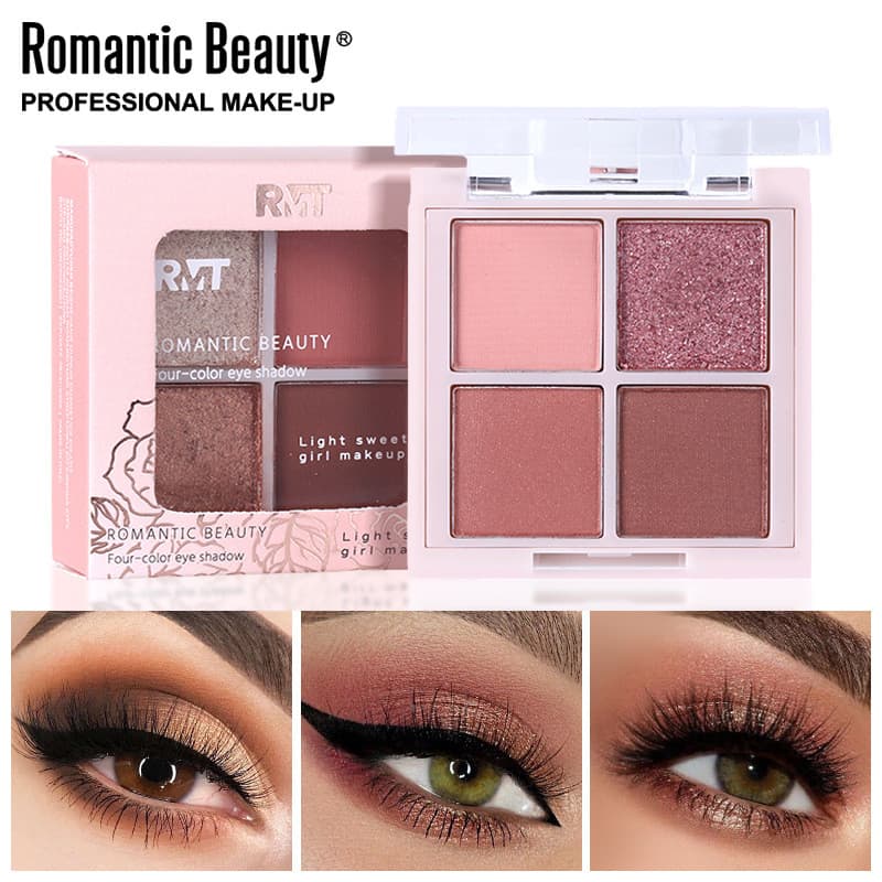 Exclusivo paleta de sombras de quatro cores maquiagem Natural perolado paleta de maquiagem para os olhos novato Multi-co