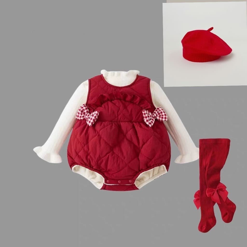 Roupas de bebê de lã peido roupas festivas estilo ocidental roupas de bebê roupas de inverno bebê menina inverno macacão