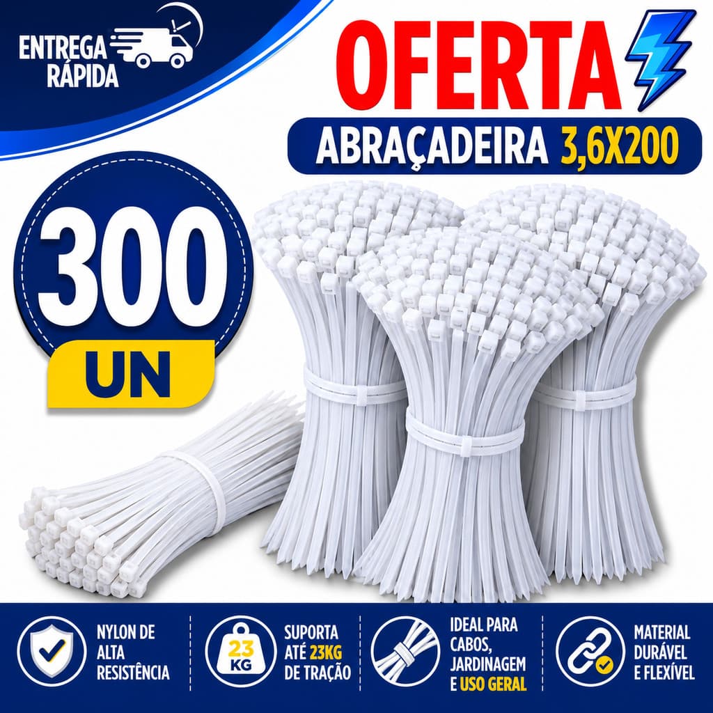 ABRAÇADEIRA NYLON 3,6X200MM BRANCA ENFORCA GATO PREMIUM