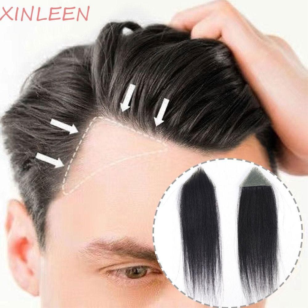 XINLEEN Adesivo Para Testa , Peruca Invisível Costeletas , 100 % De Cabelo Humano , Remendo Sem Costura