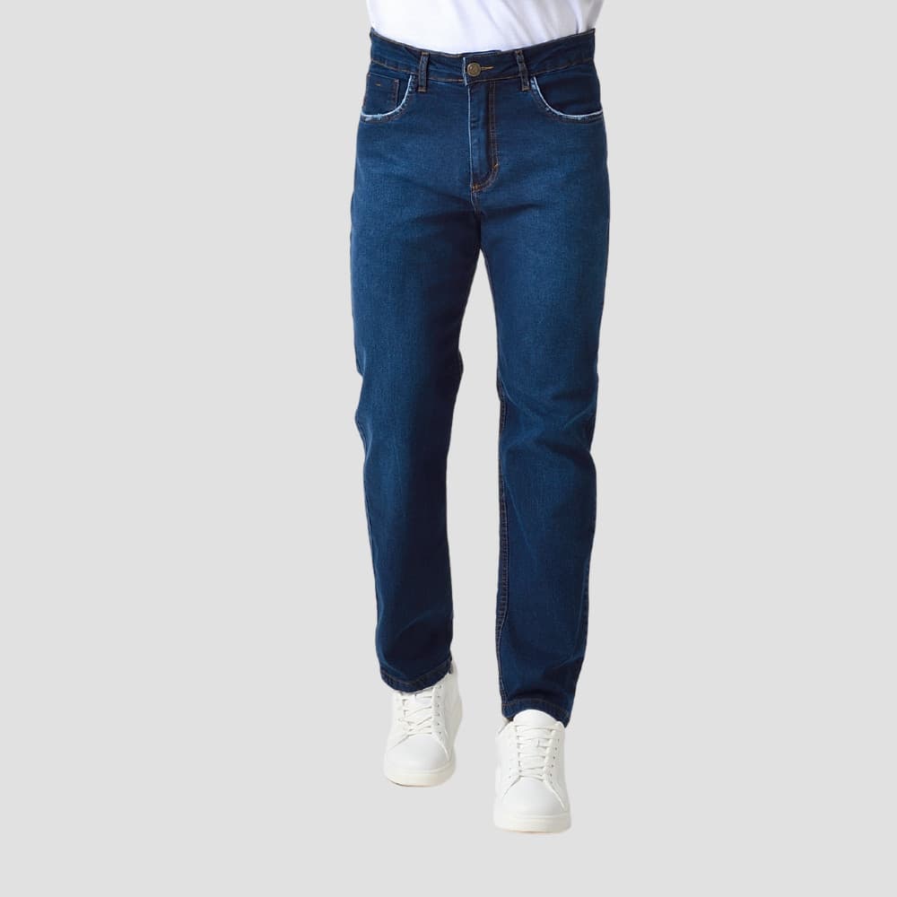 Calça Jeans Escuro Masculina Reta Básica