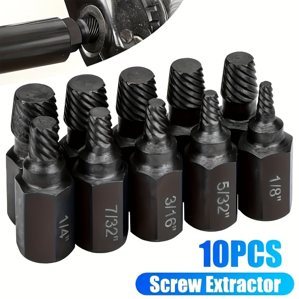 Conjunto Extrator De Parafuso Resistente De 10 Unidades-Alta Resistência Para Parafusos Despojados/Quebrados , Sem Remoç