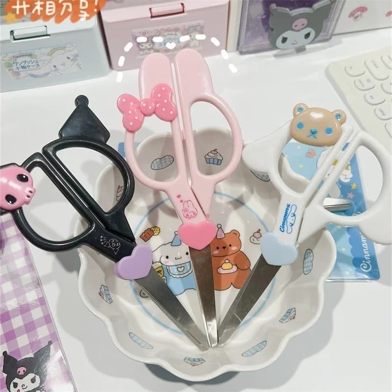 Kawaii Melodia Casa Tesoura Acessórios KT Kuromi Dos Desenhos Animados Máquina De Corte De Papel DIY Ferramentas Manuais