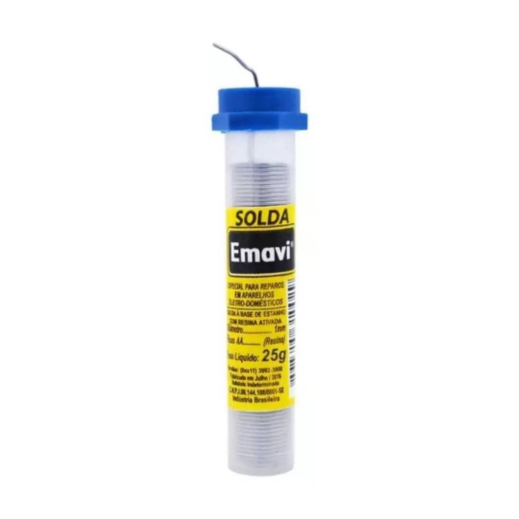 Solda em tubo 25g Emavi ideal para uso geral em manutenção e serviços diversos.