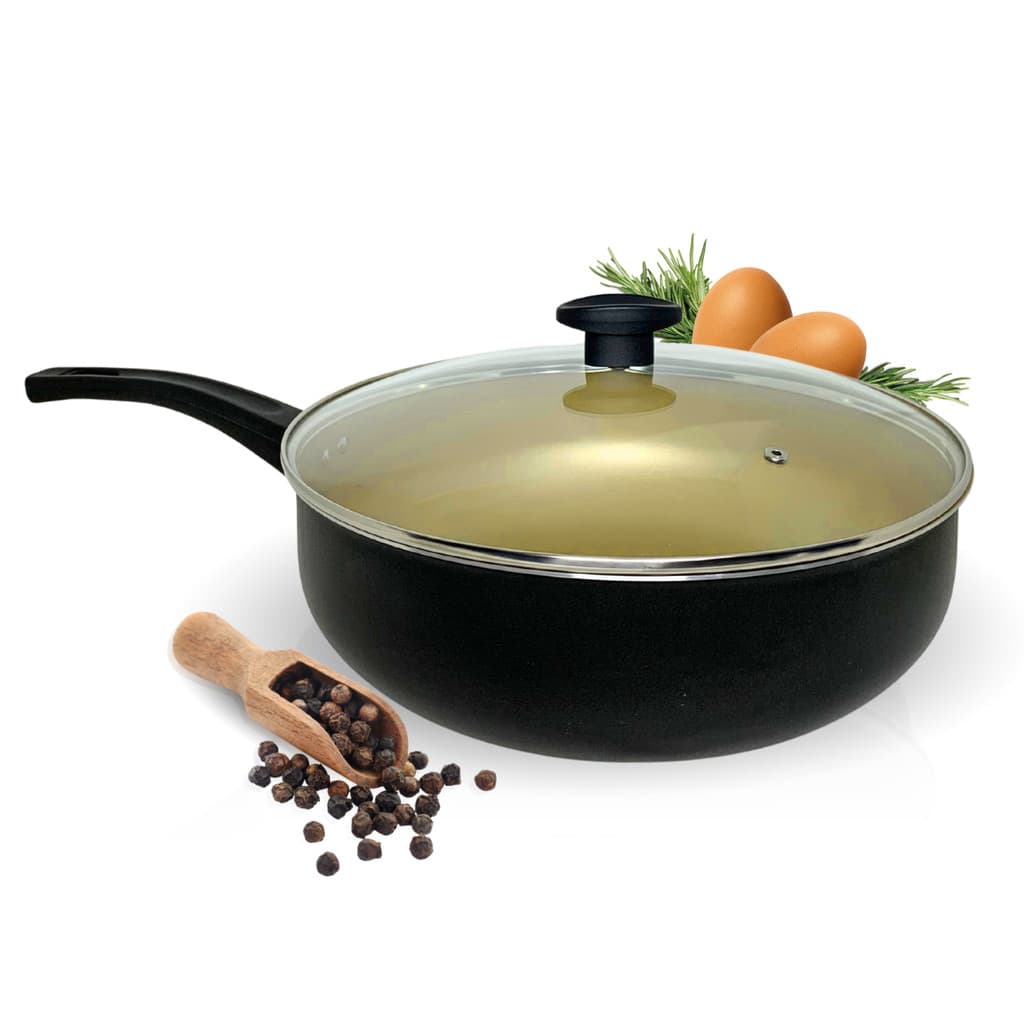 Frigideira Wok 30 Antiaderente Teflon Grande c Tampa d Vidro