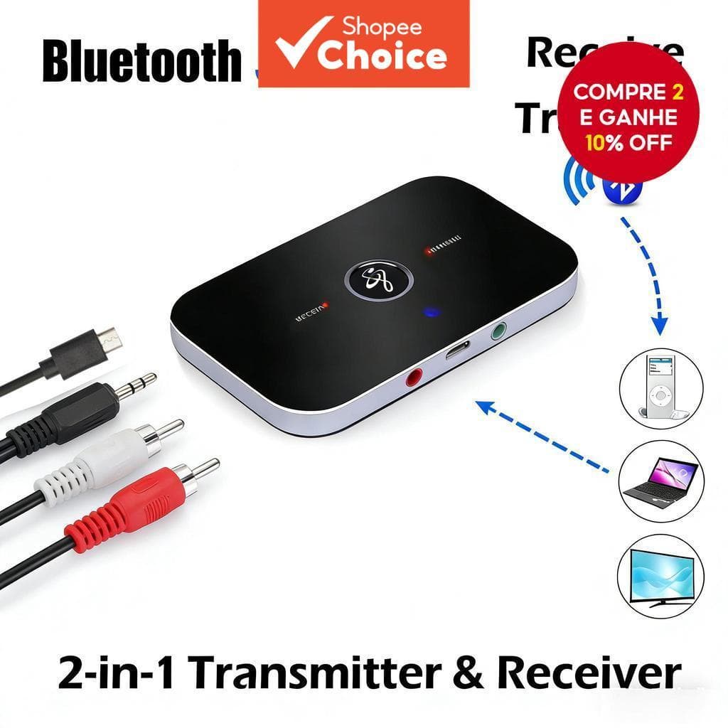 Receptor Transmissor De Áudio Bluetooth 5.3 Adaptador USB Aux RCA De 3.5 Mm Para Estéreo De TV De Carro