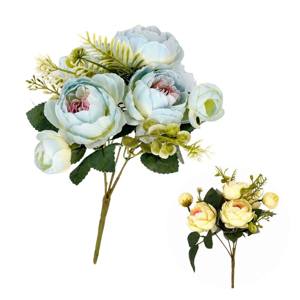 Flor de Peônia Flor Artificial com 5 Galhos Buquê Para Decoração Dia dos Namorados