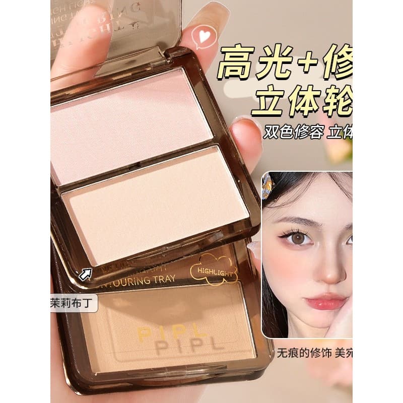 Paleta multifuncional de contorno de alto brilho fosco de duas cores, olhos, cantos dos olhos, brilho Facial, sombra, na